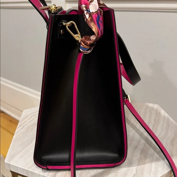 Kate Spade Bag Black Pink Leather Colorblock Tote Satchel - Picture 7 of 17